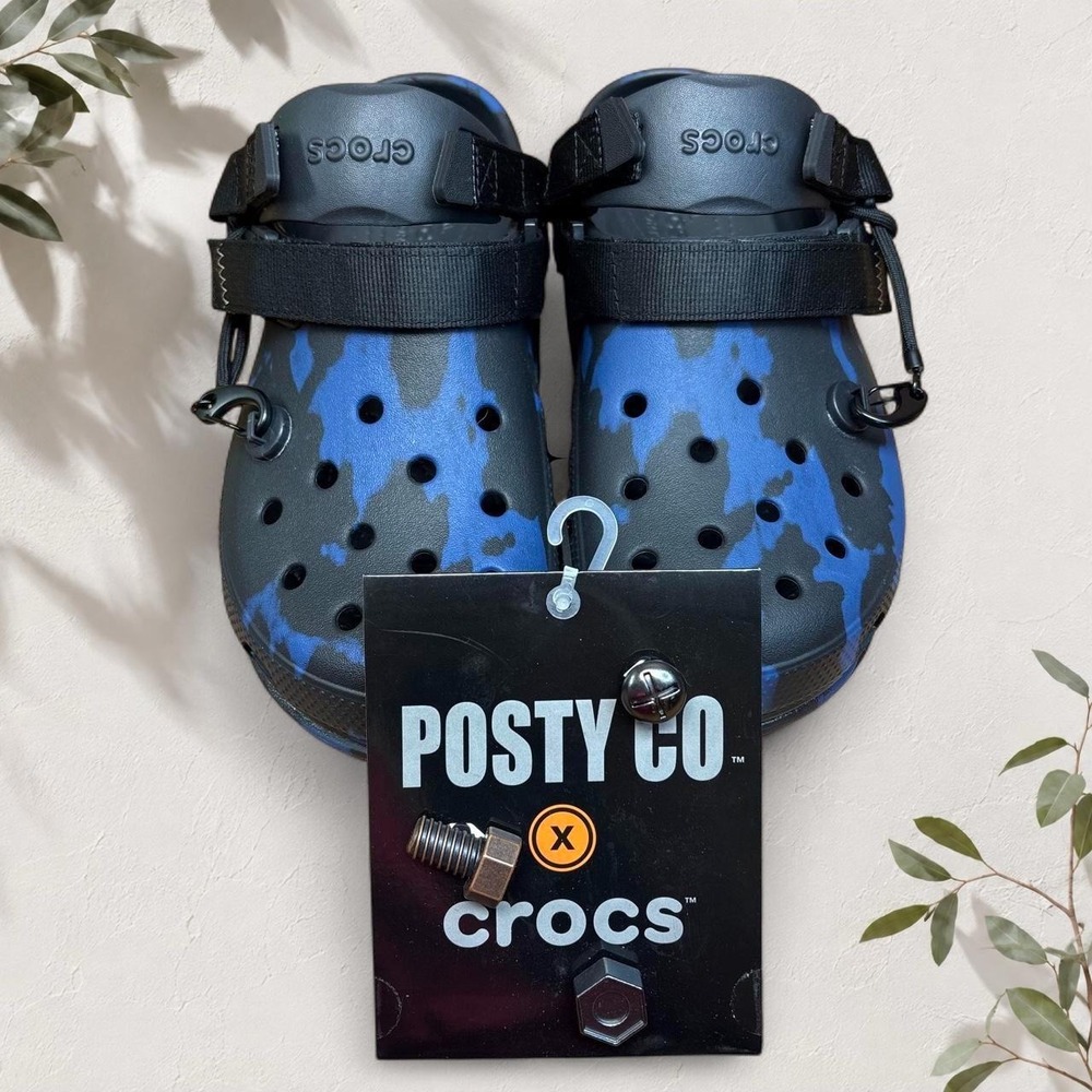 Posty Co x Crocs Post Malone Blue Black Camo Duet Max Clogs Mens 9 / Womens 11